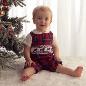 - NWT RACHEL RILEY
RED TARTAN BABY DUNGAREES